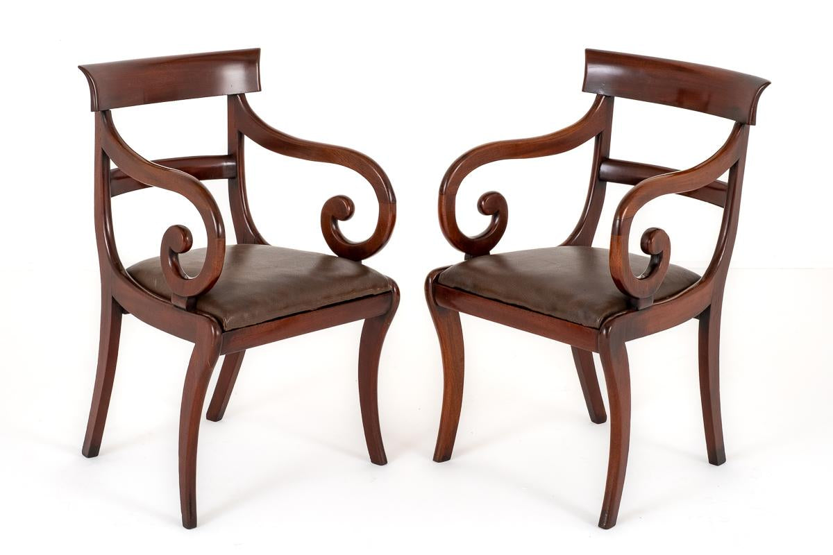 Pair of Mahogany Regency Elbow Chairs