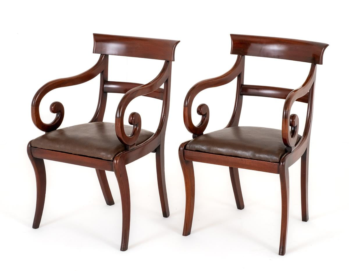 Pair of Mahogany Regency Elbow Chairs