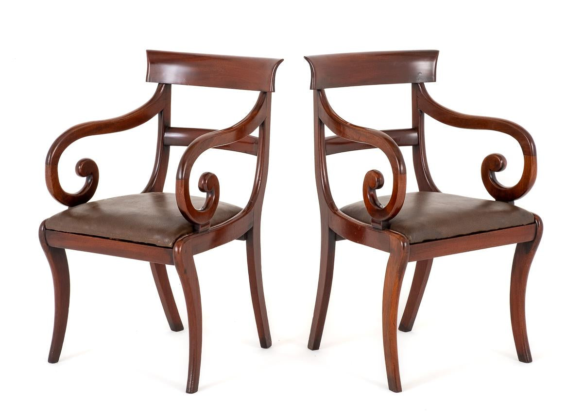 Pair of Mahogany Regency Elbow Chairs