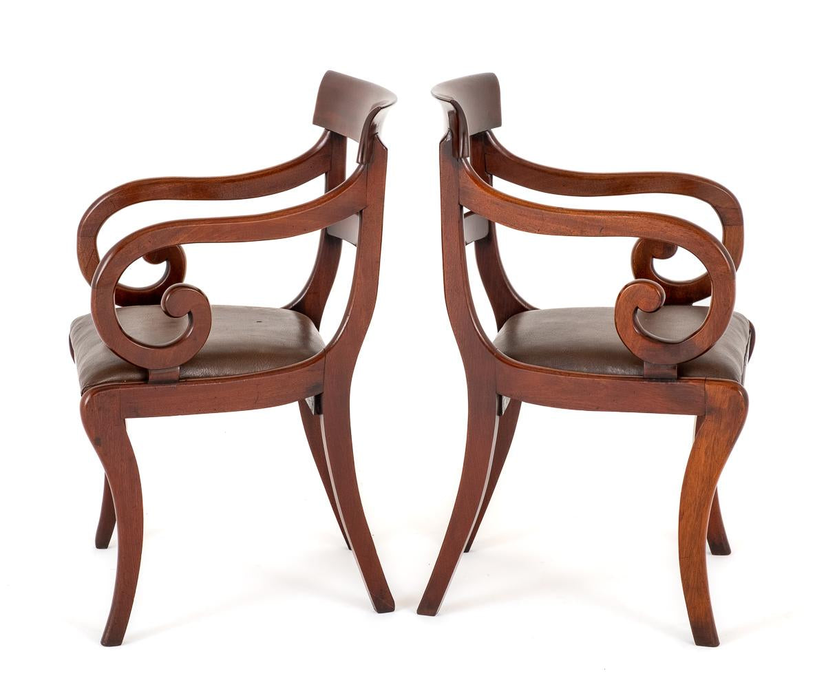 Pair of Mahogany Regency Elbow Chairs