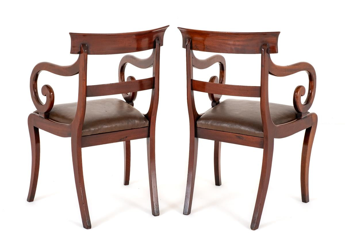 Pair of Mahogany Regency Elbow Chairs