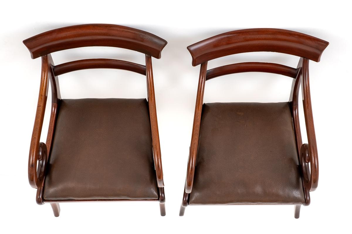Pair of Mahogany Regency Elbow Chairs