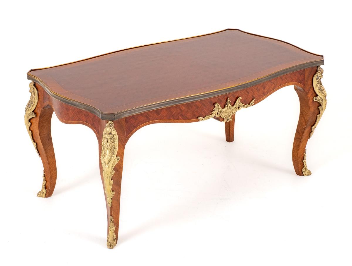 French Parquetry Mahogany Coffee Table