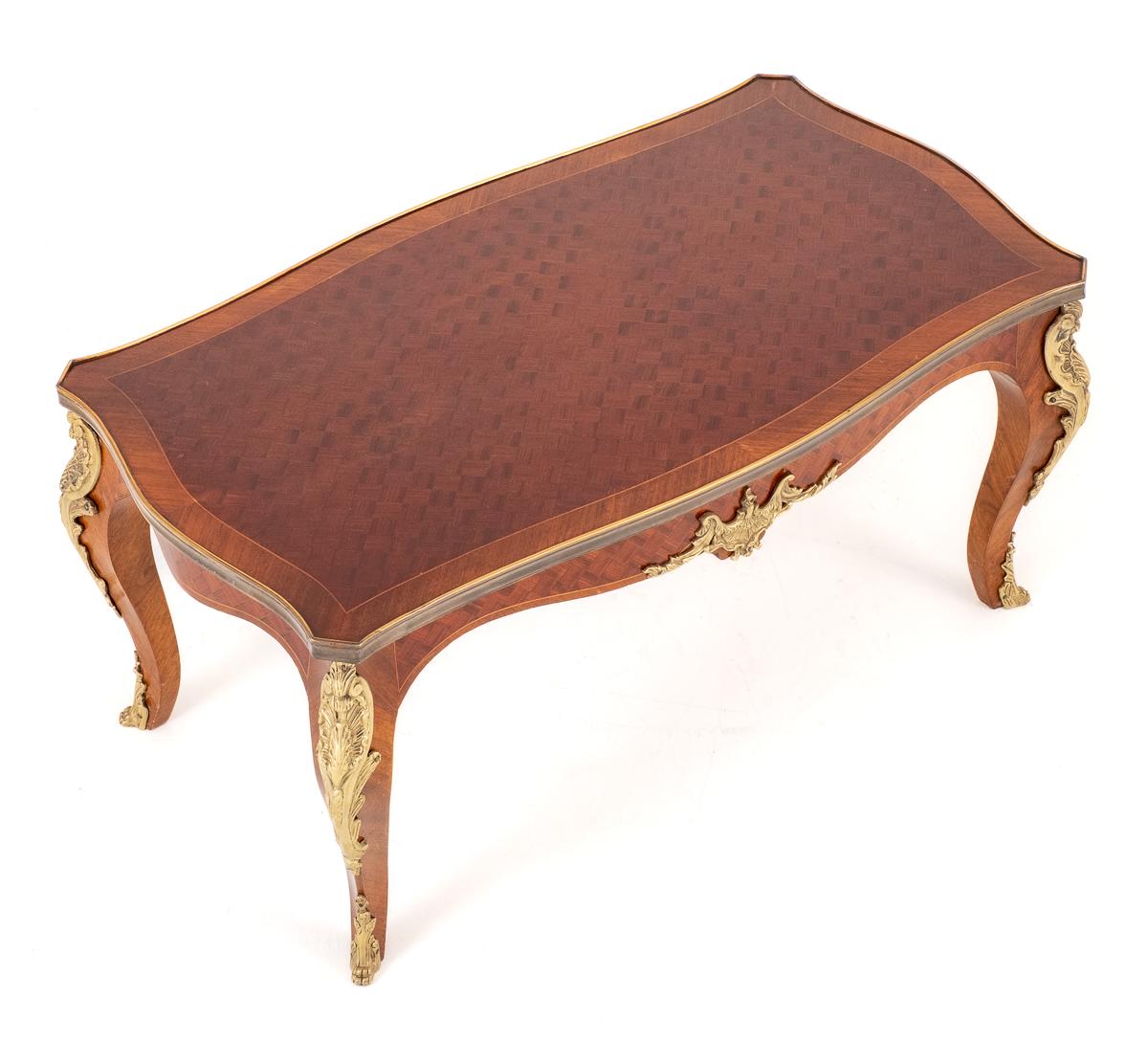 French Parquetry Mahogany Coffee Table