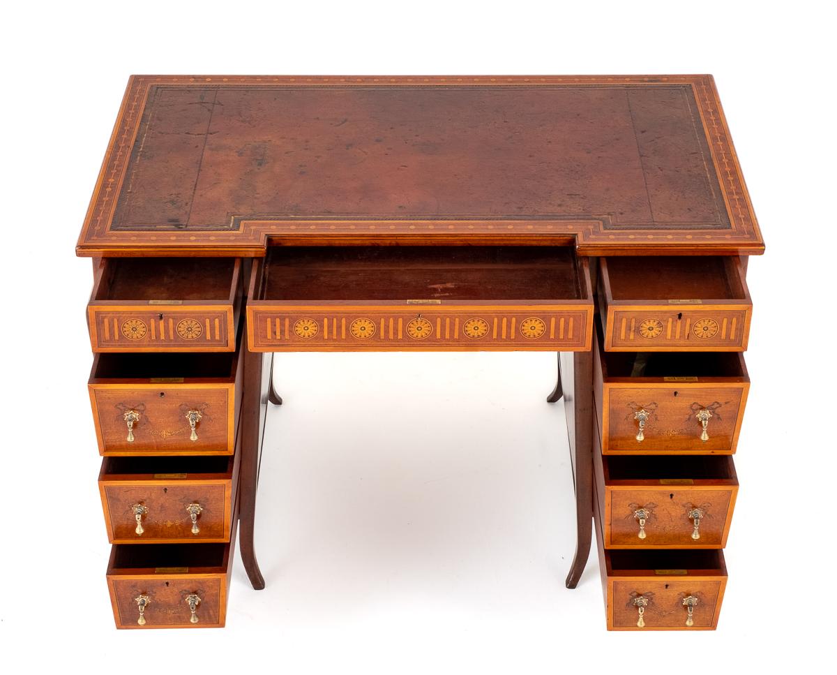 Pretty Mahogany Sheraton Revival Pedestal Desk