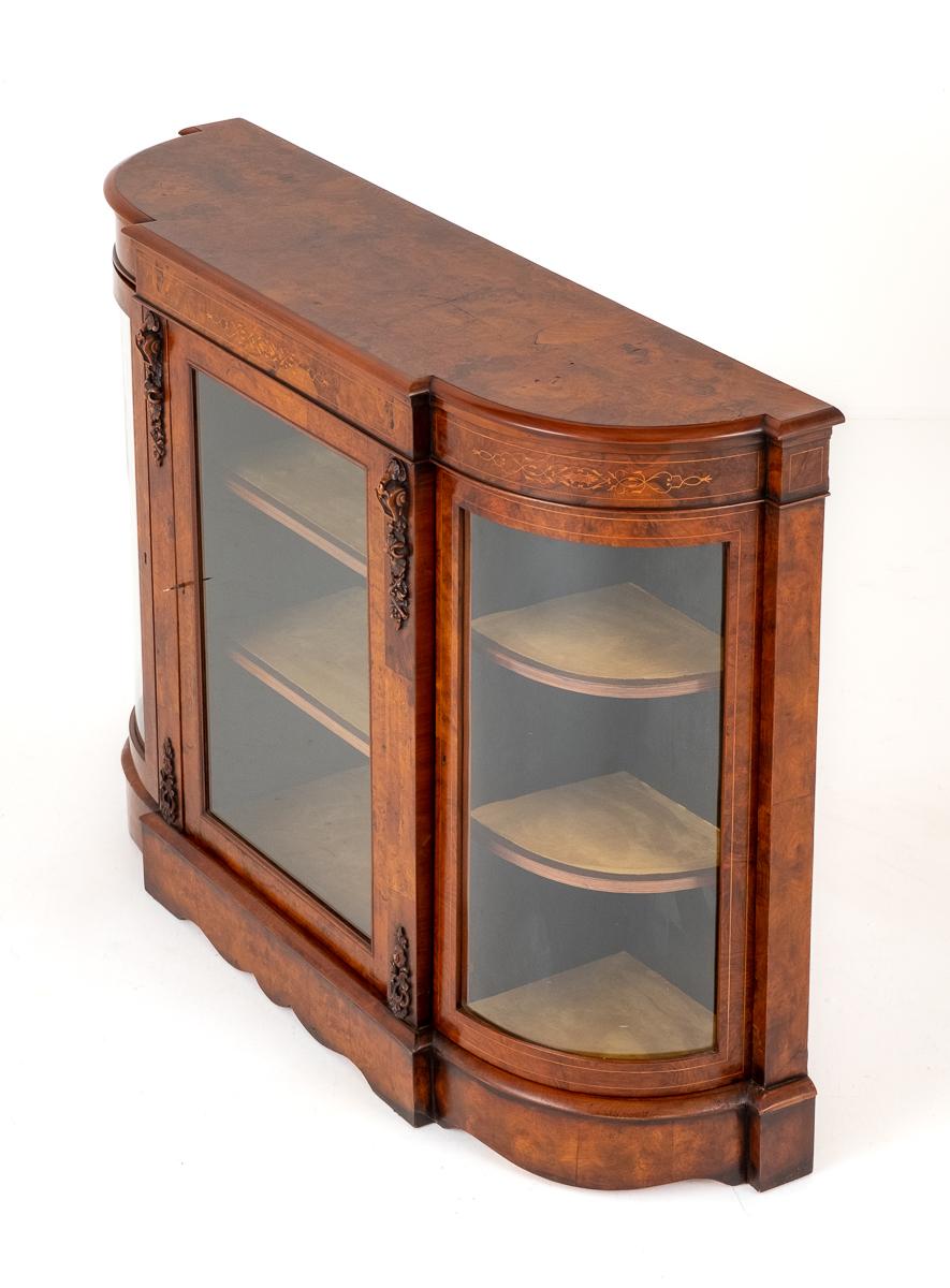 Victorian Burr Walnut Credenza Plinth Base with Carved Decoration