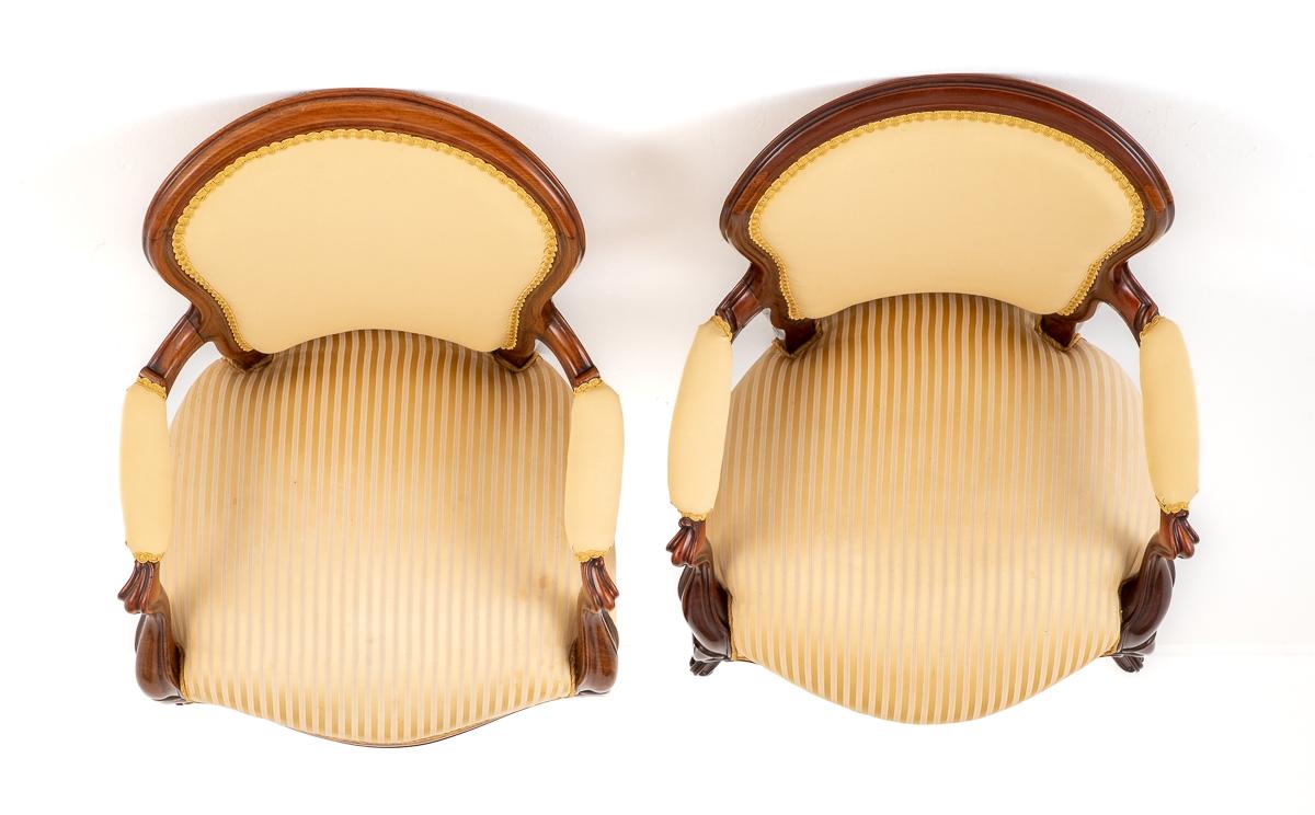 Pair of Victorian Rosewood Open Arm Chairs