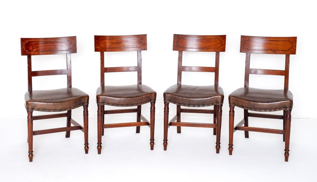 Set of 4 Irish Mahogany Regency Dining Chairs