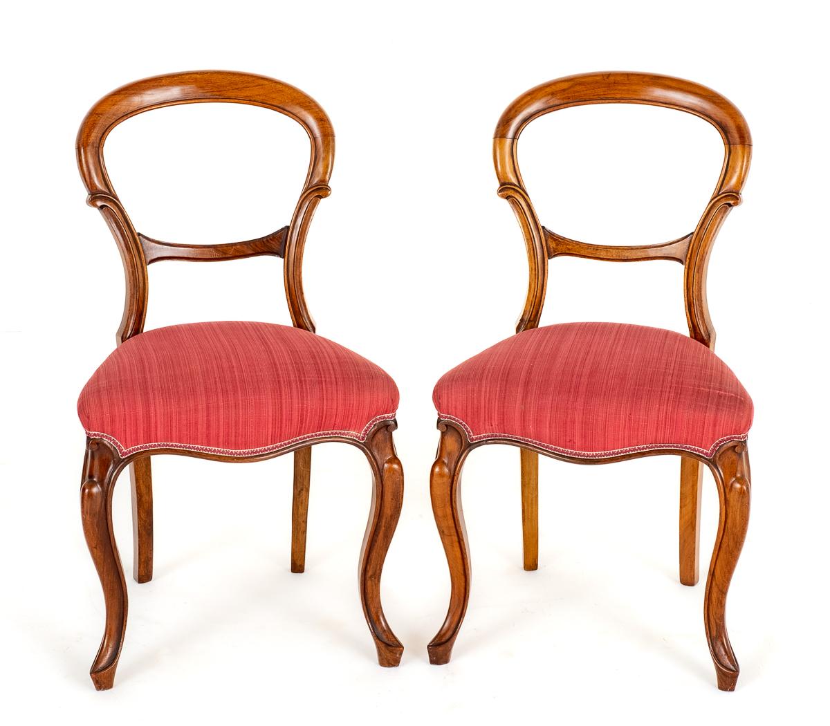 Pair of Victorian Walnut Cabriole Leg Chairs