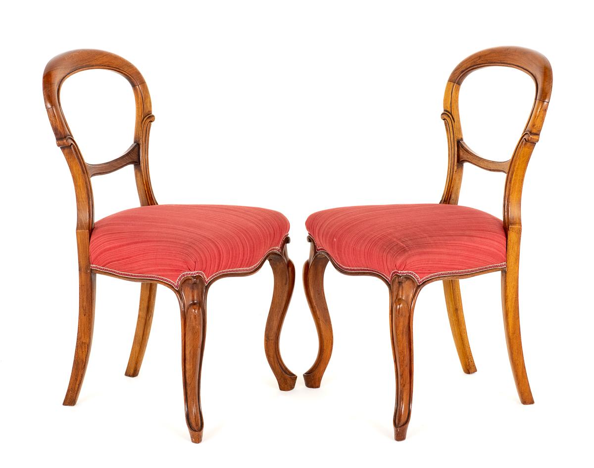 Pair of Victorian Walnut Cabriole Leg Chairs