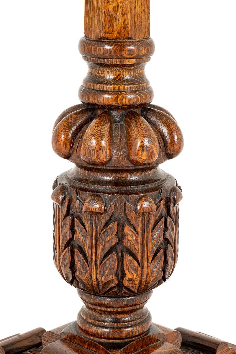 Carved Oak Jacobean Style Lampstand