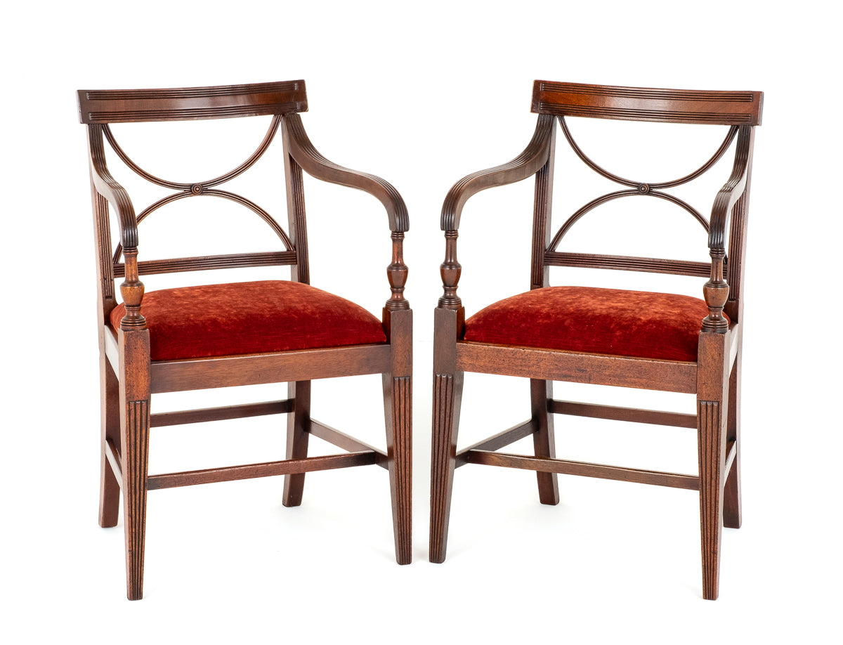 Pair of Mahogany Regency Open Arm Chairs