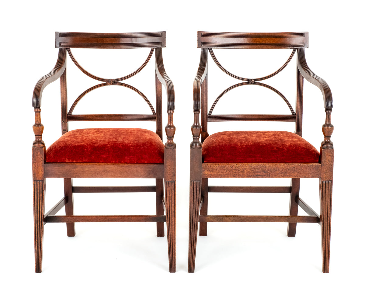 Pair of Mahogany Regency Open Arm Chairs