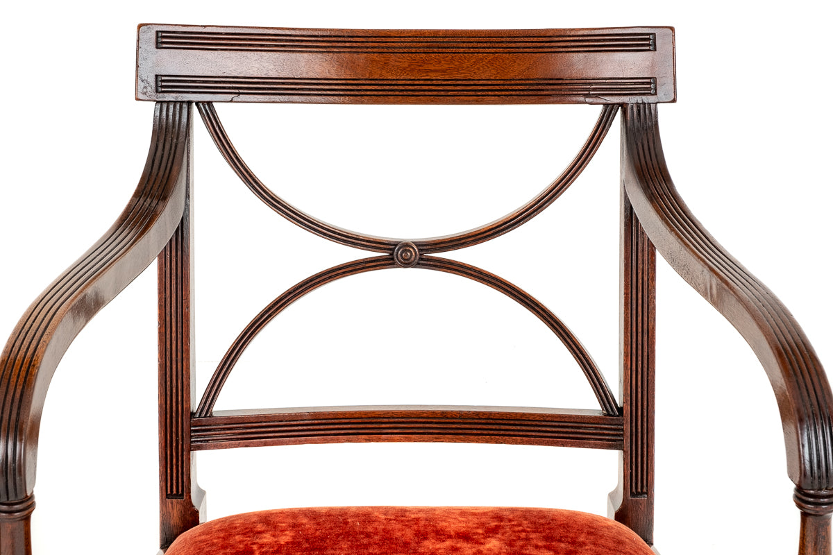 Pair of Mahogany Regency Open Arm Chairs