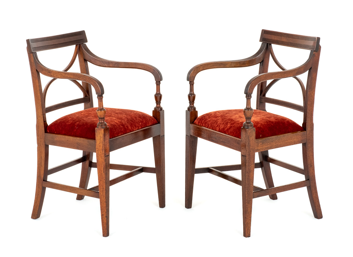 Pair of Mahogany Regency Open Arm Chairs