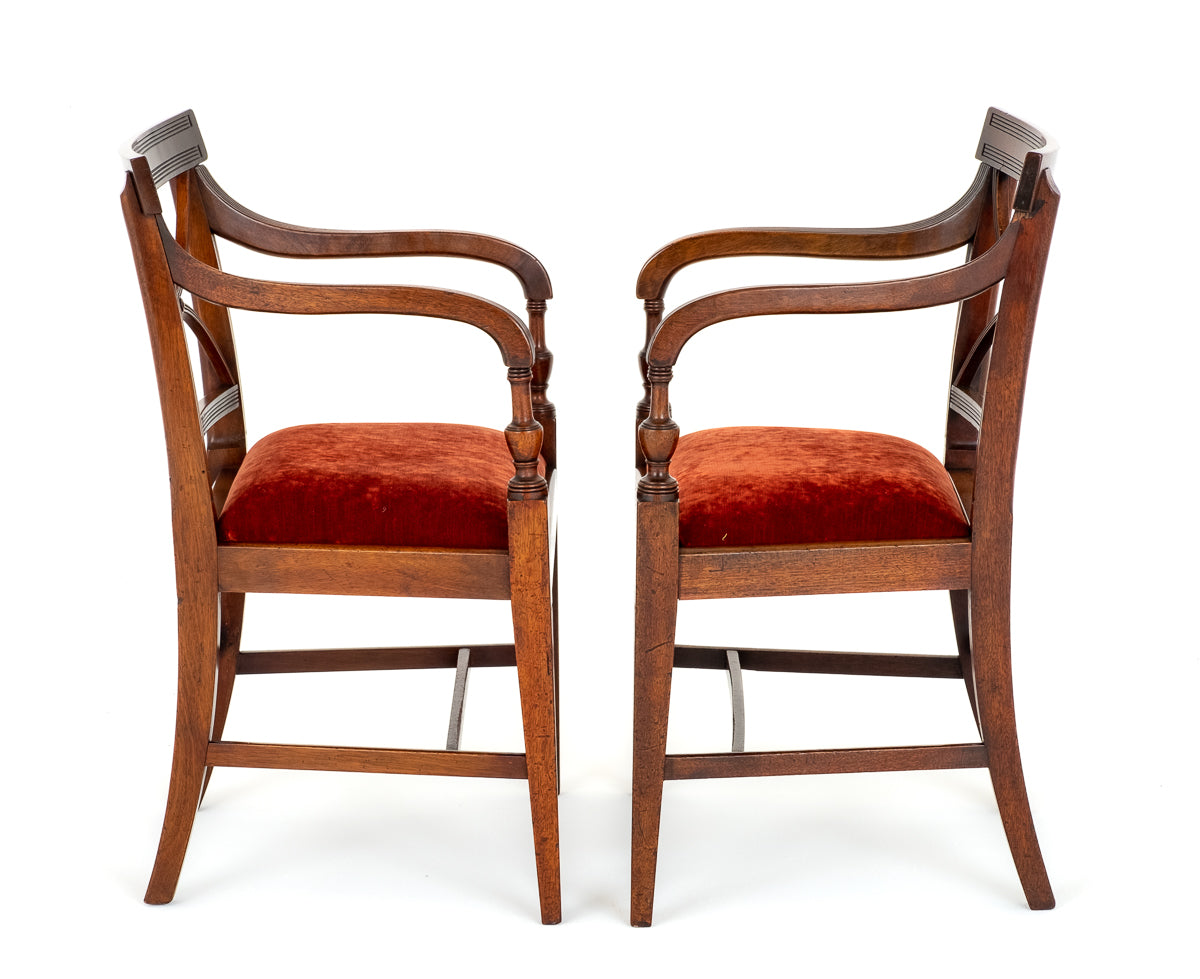 Pair of Mahogany Regency Open Arm Chairs