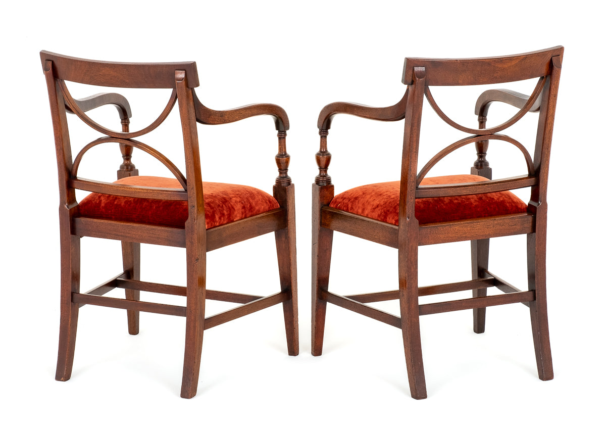 Pair of Mahogany Regency Open Arm Chairs