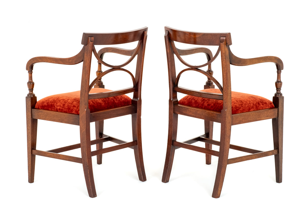 Pair of Mahogany Regency Open Arm Chairs