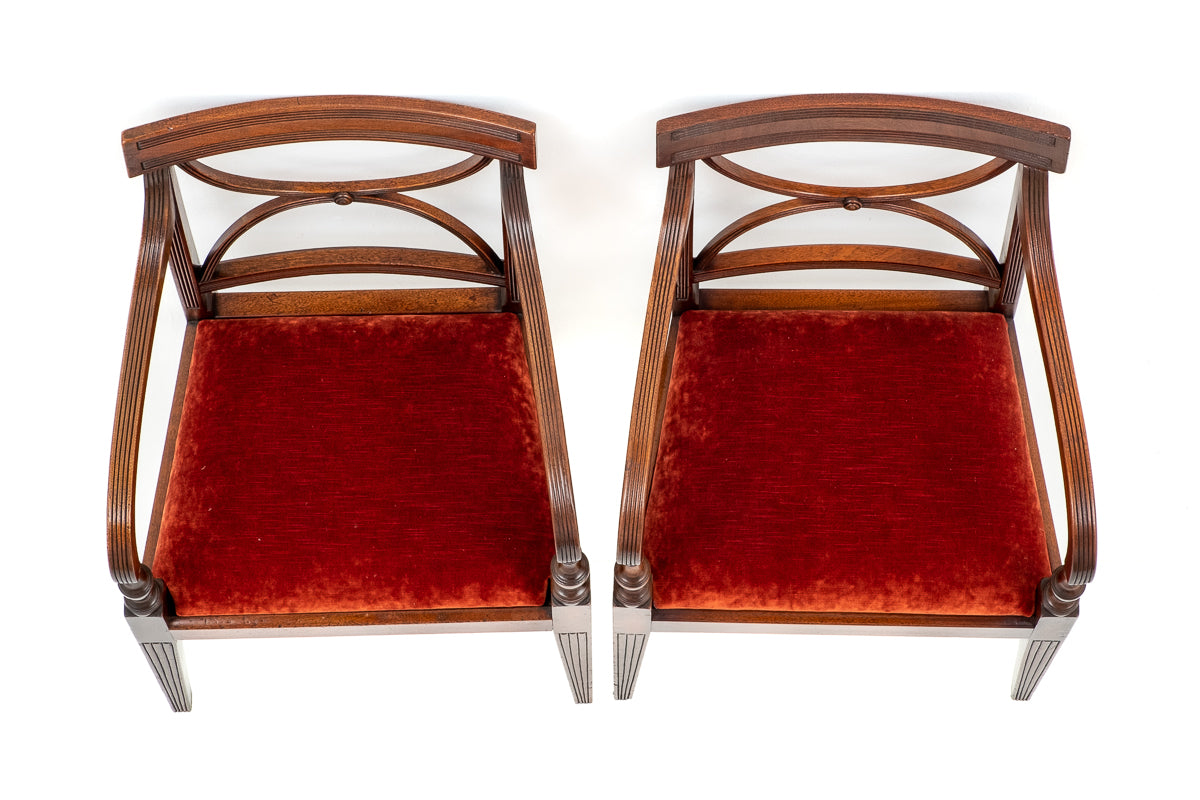 Pair of Mahogany Regency Open Arm Chairs