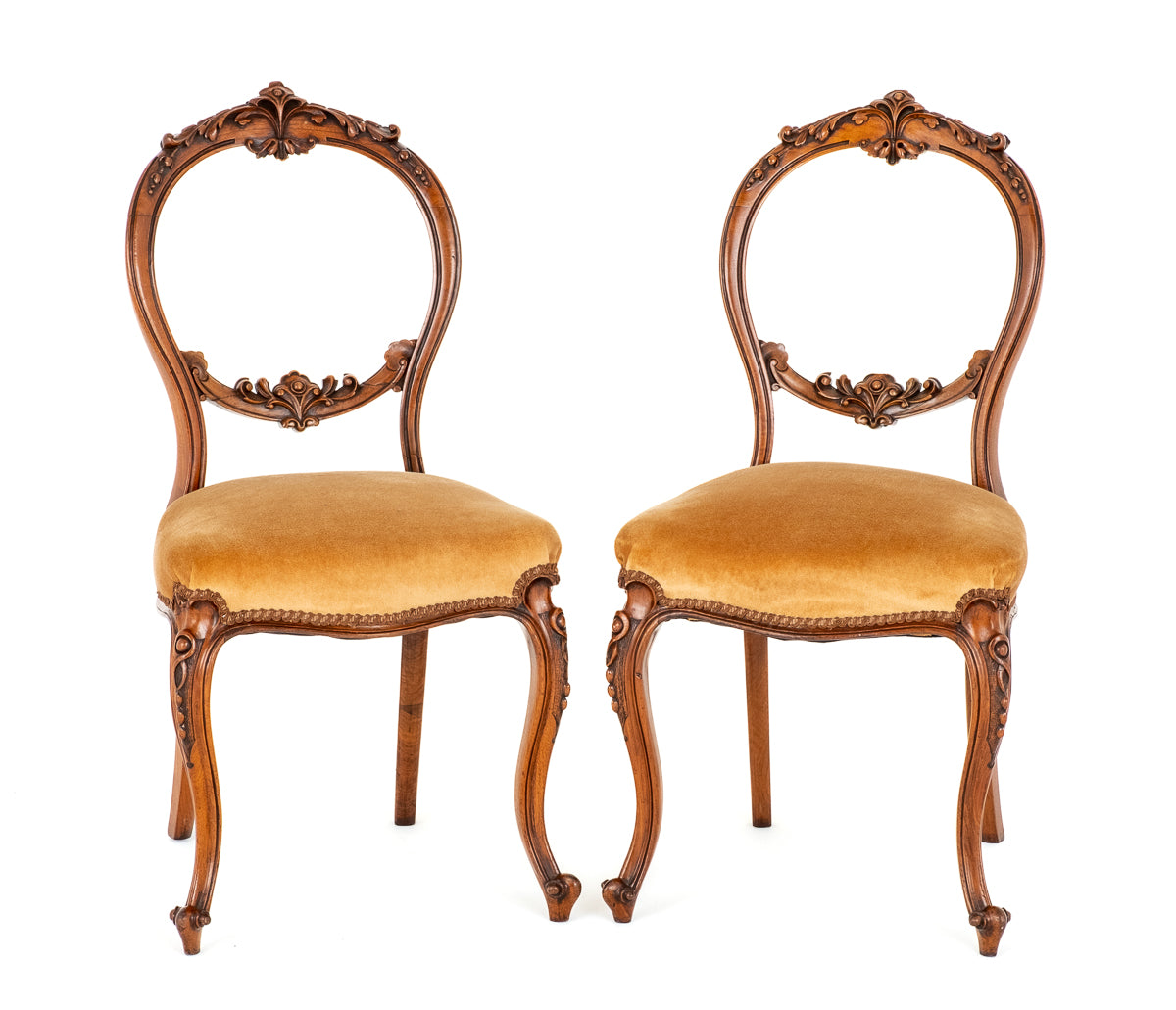 Pretty Pair of Victorian Walnut Side Chairs