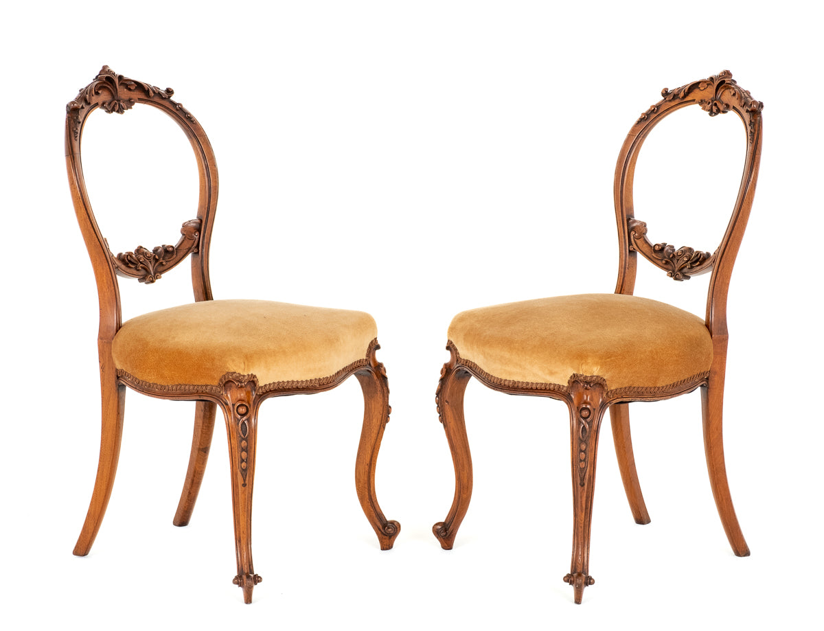 Pretty Pair of Victorian Walnut Side Chairs