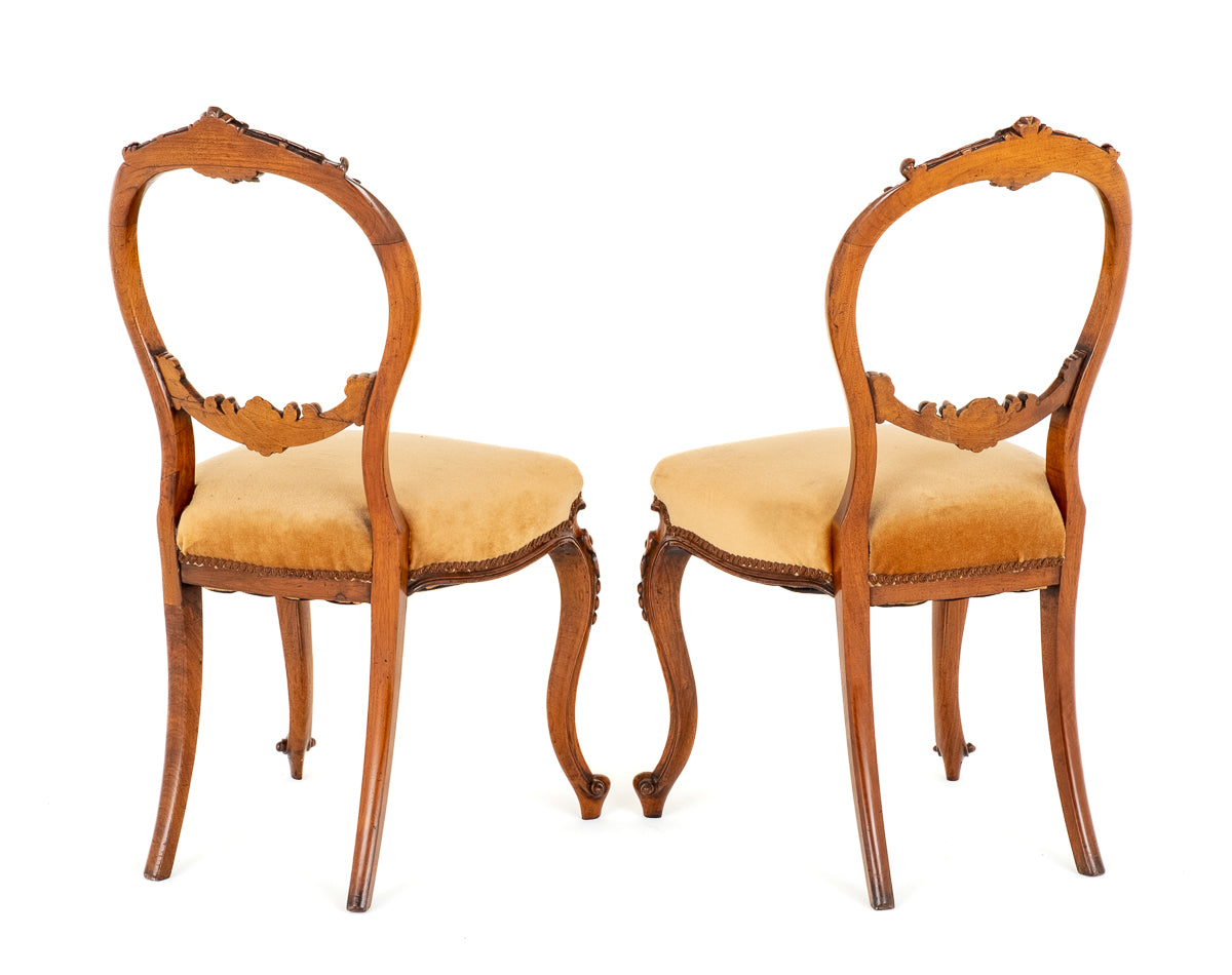 Pretty Pair of Victorian Walnut Side Chairs