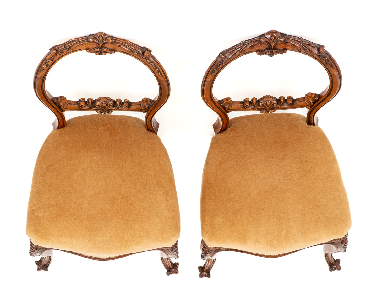 Pretty Pair of Victorian Walnut Side Chairs