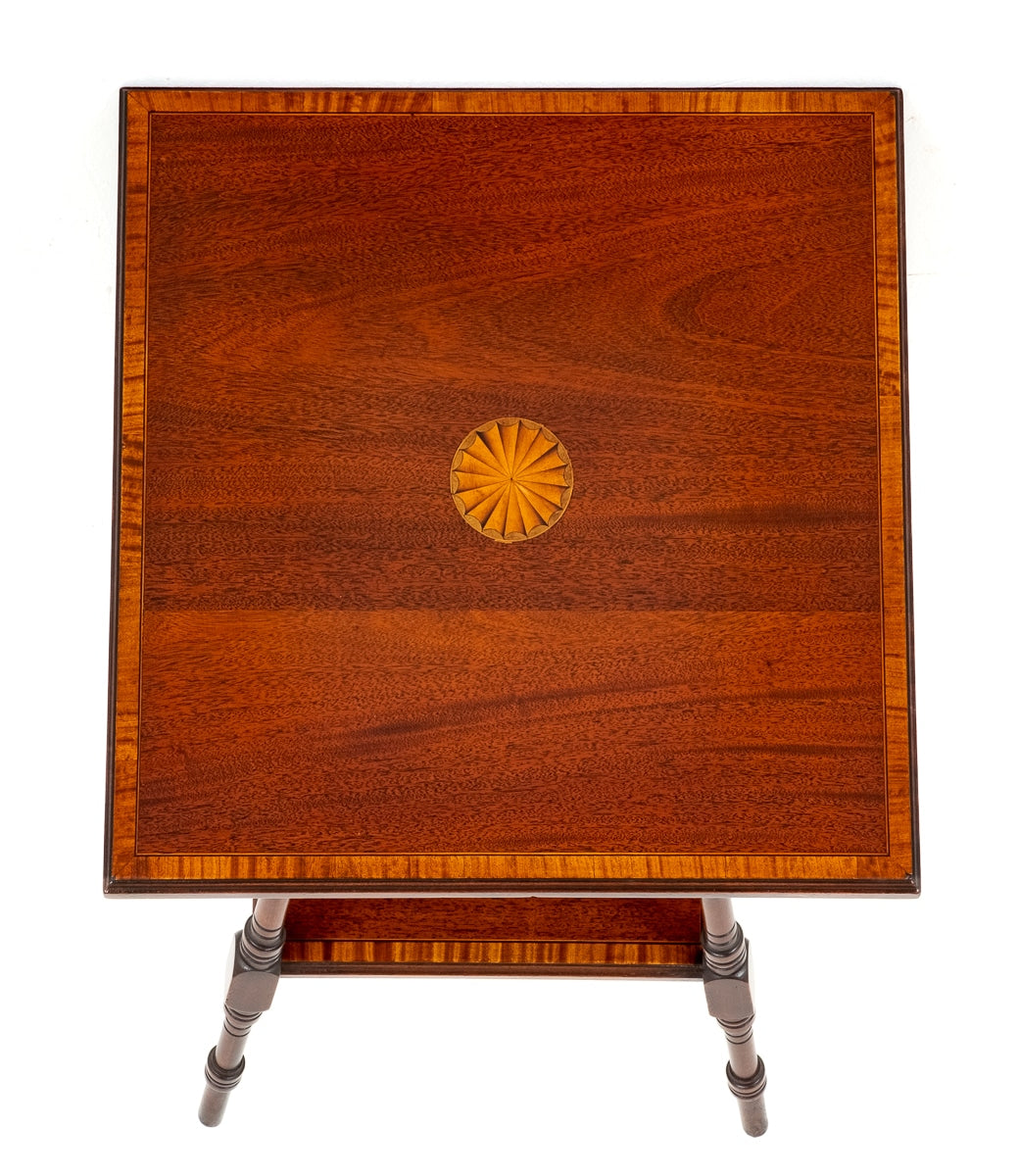 Sheraton Revival Mahogany Square Occasional Table