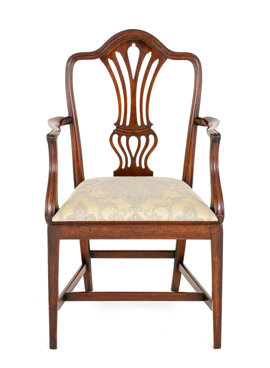Mahogany Hepplewhite Style Open Arm Chair