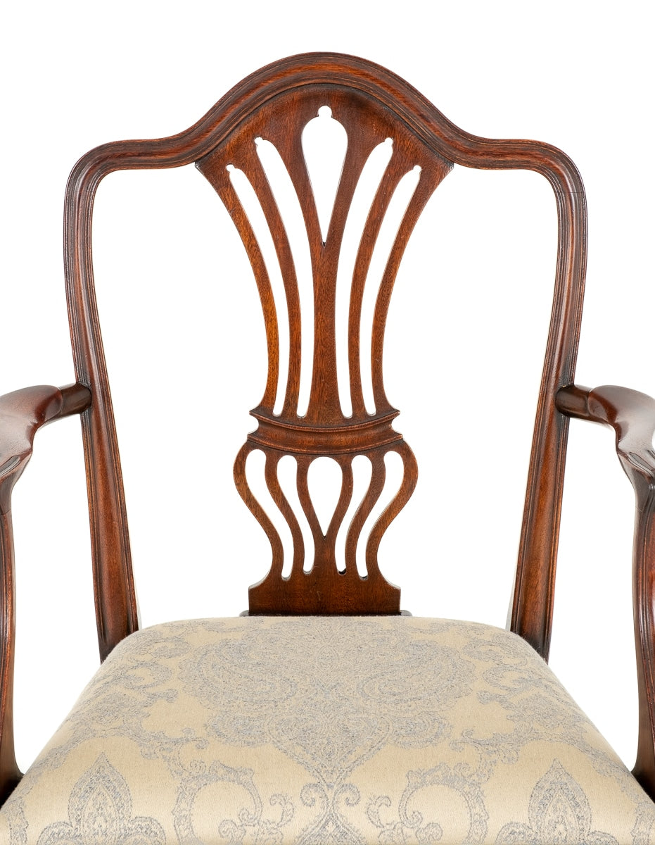 Mahogany Hepplewhite Style Open Arm Chair