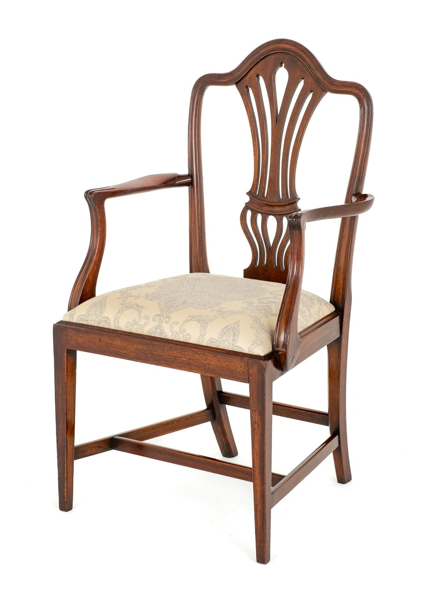 Mahogany Hepplewhite Style Open Arm Chair