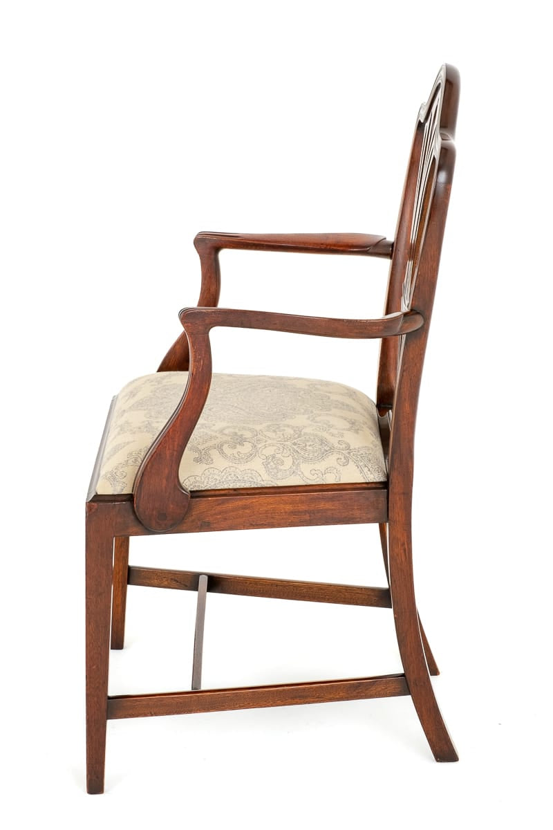 Mahogany Hepplewhite Style Open Arm Chair
