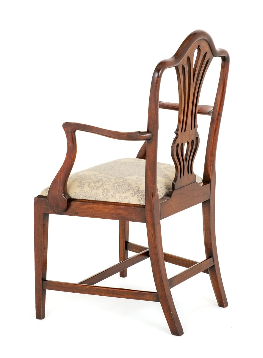 Mahogany Hepplewhite Style Open Arm Chair