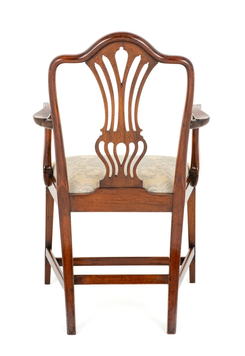 Mahogany Hepplewhite Style Open Arm Chair