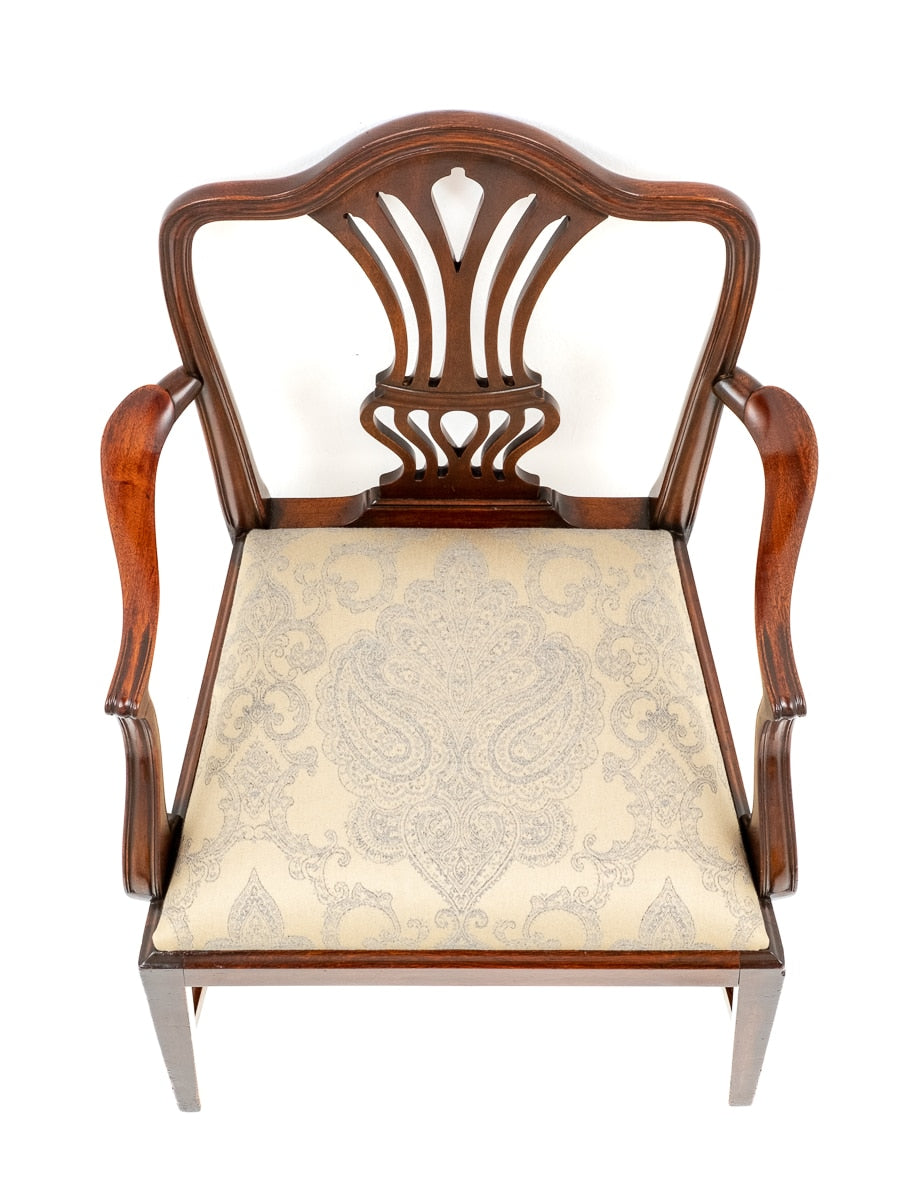 Mahogany Hepplewhite Style Open Arm Chair