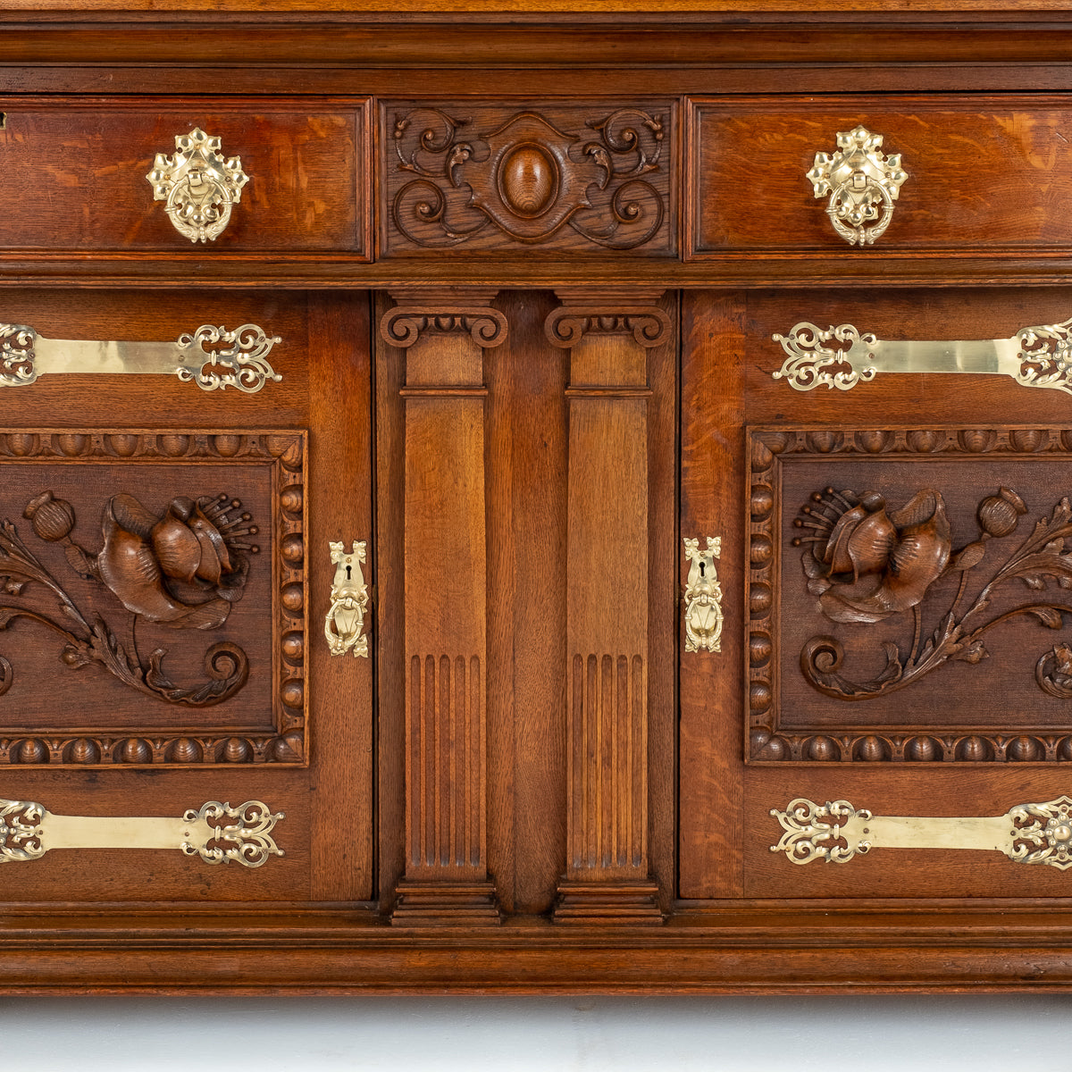 Outstanding Oak Arts and Crafts Side Cabinet