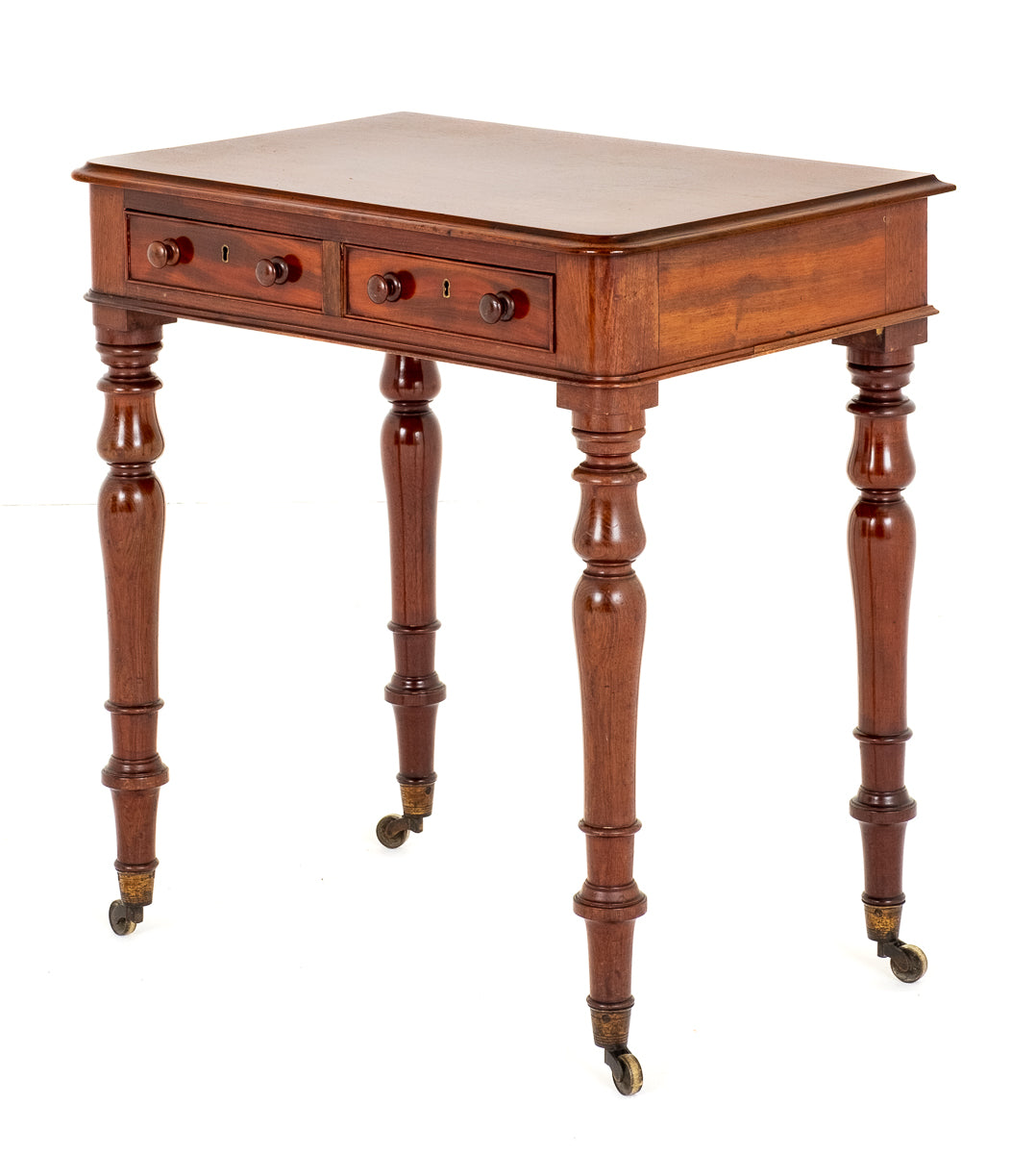 Mahogany Victorian 2 Drawer Side Table