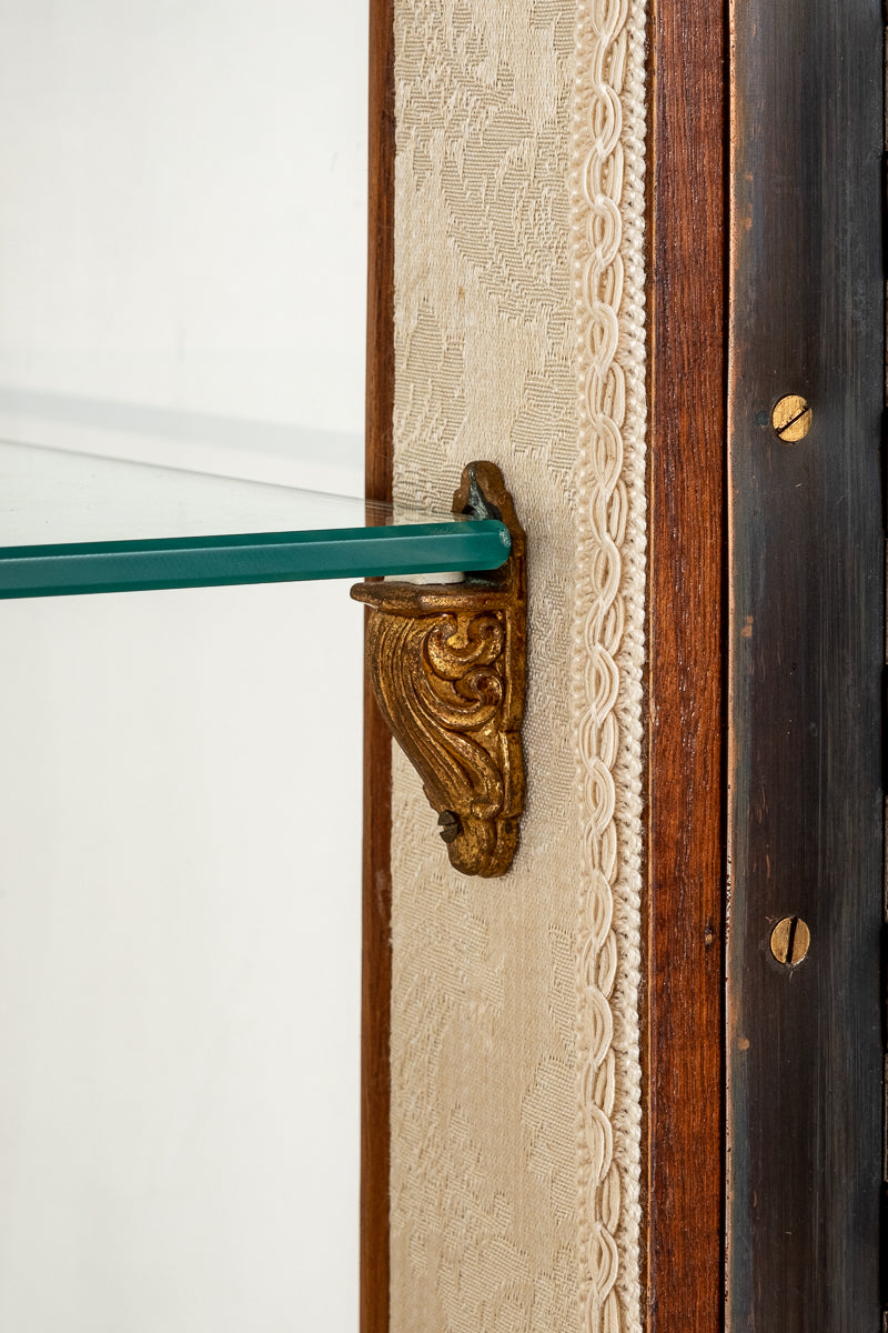 Superb Dutch Bombe Marquetry Display Cabinet
