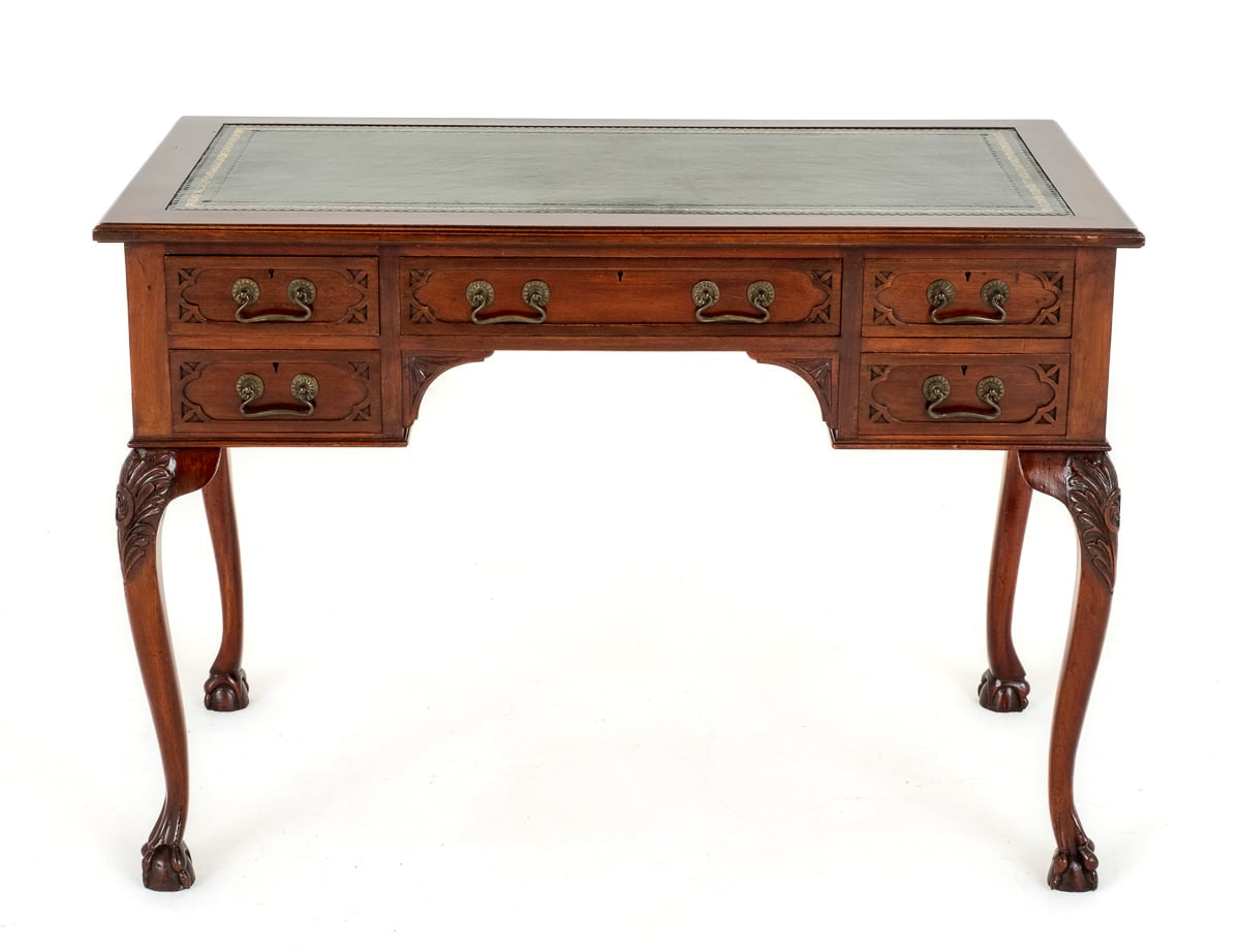 5 Drawer Mahogany Chippendale Style Writing Table