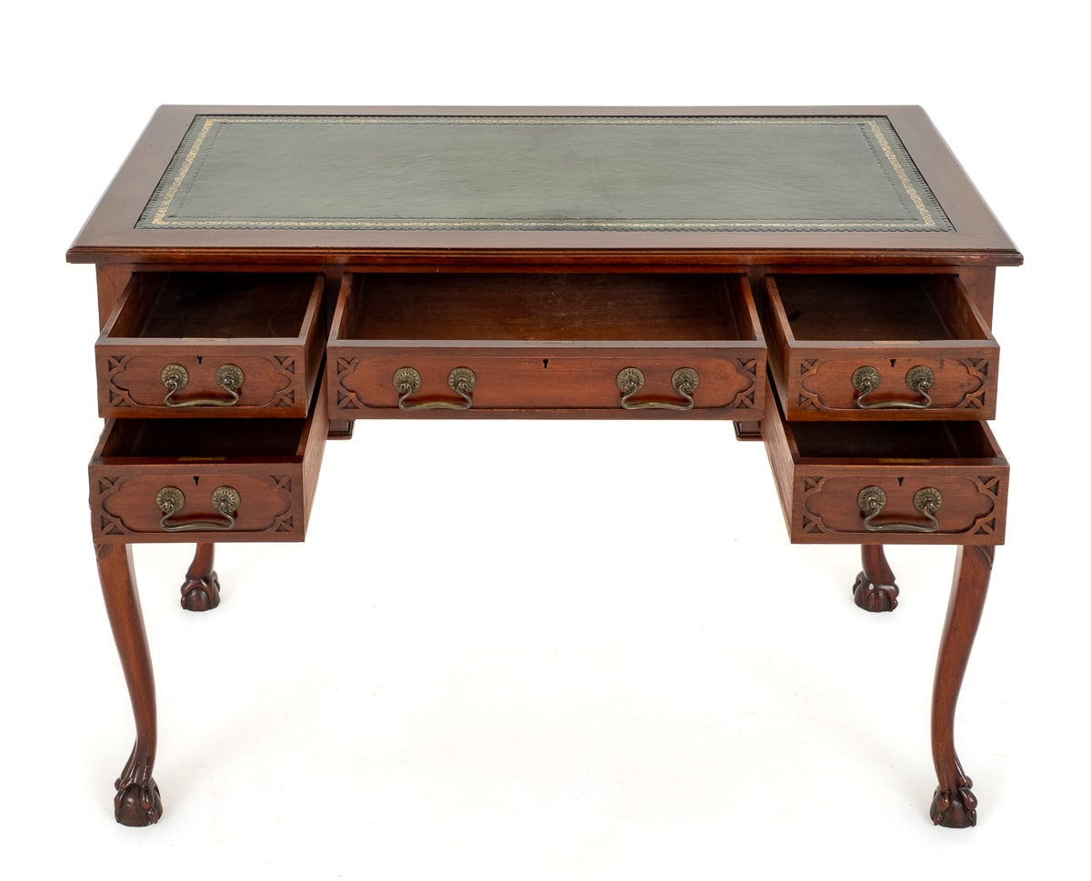 5 Drawer Mahogany Chippendale Style Writing Table