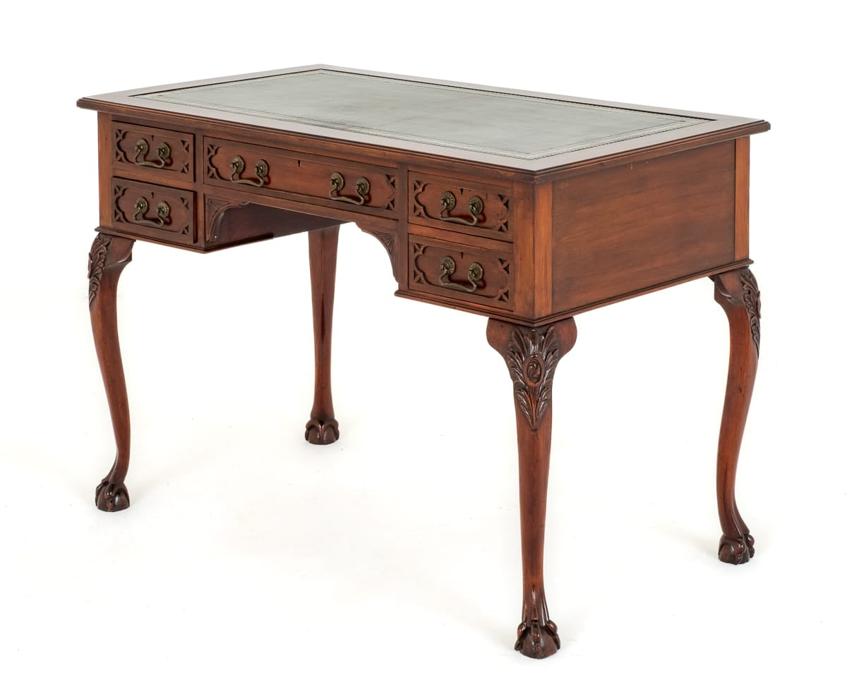 5 Drawer Mahogany Chippendale Style Writing Table