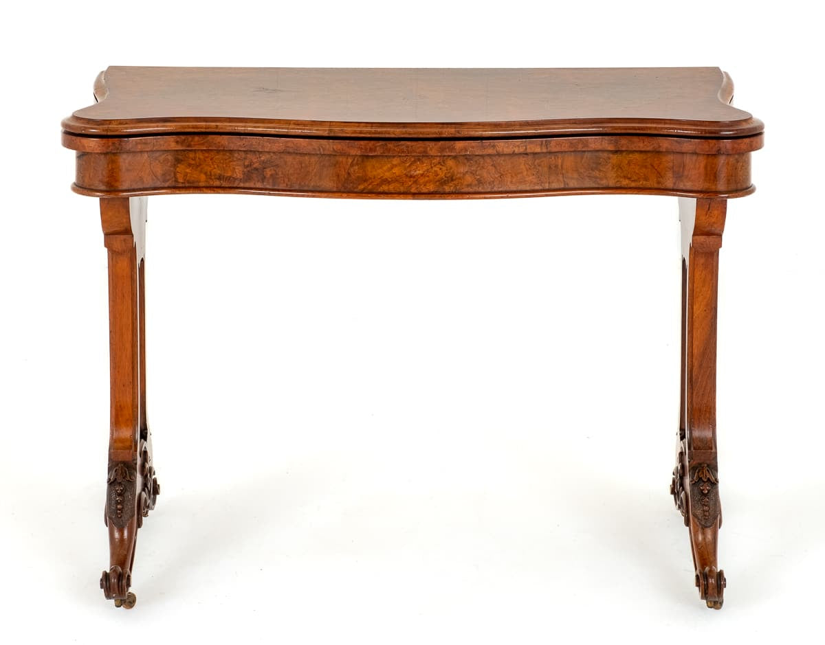 Victorian Burr Walnut Card Table