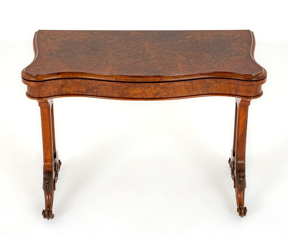 Victorian Burr Walnut Card Table