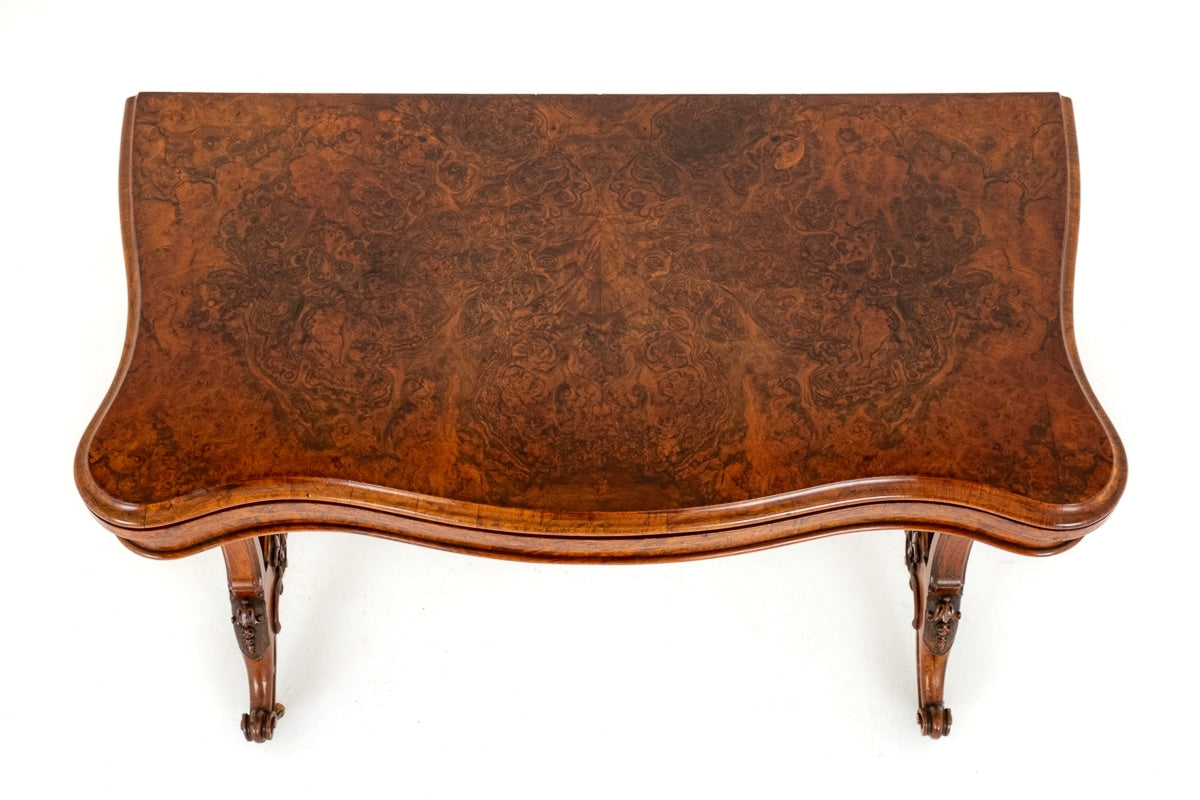Victorian Burr Walnut Card Table