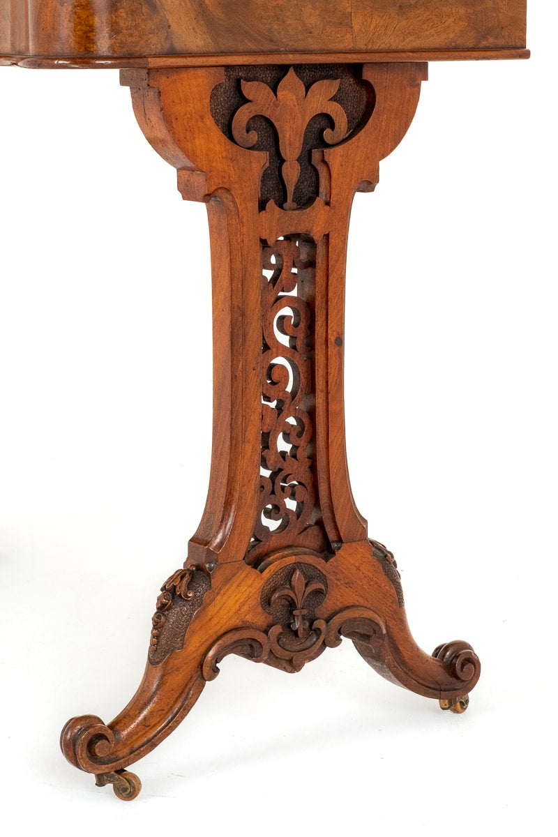 Victorian Burr Walnut Card Table