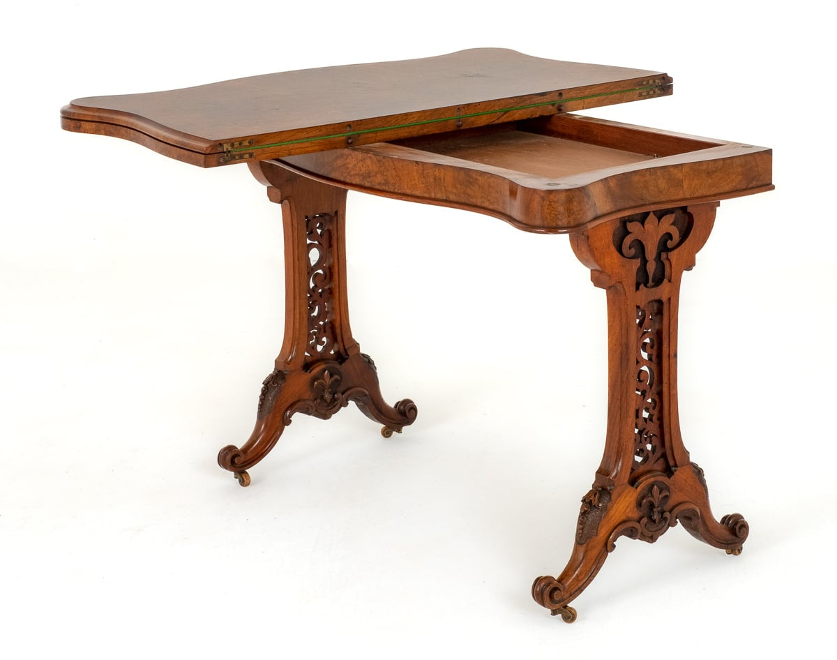 Victorian Burr Walnut Card Table