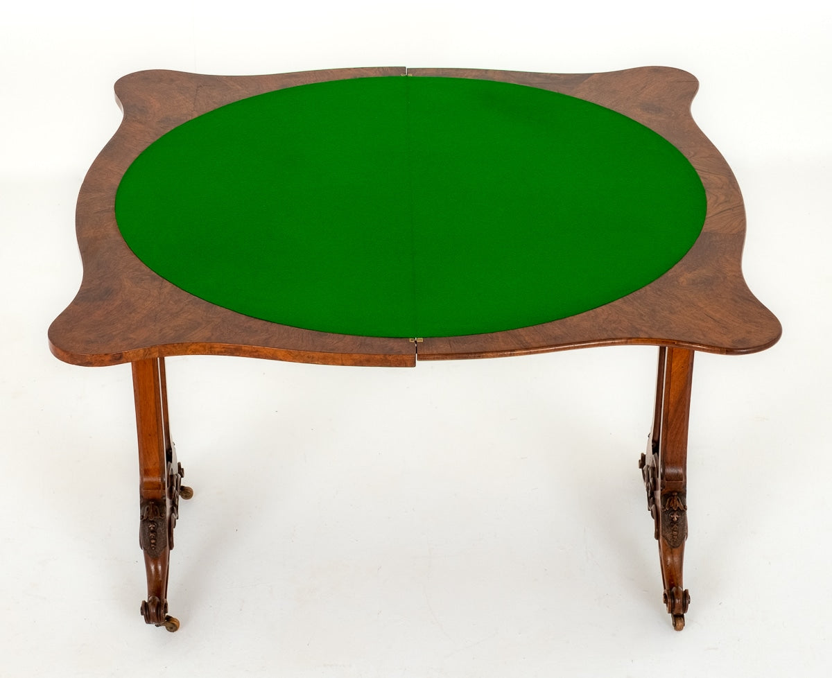 Victorian Burr Walnut Card Table