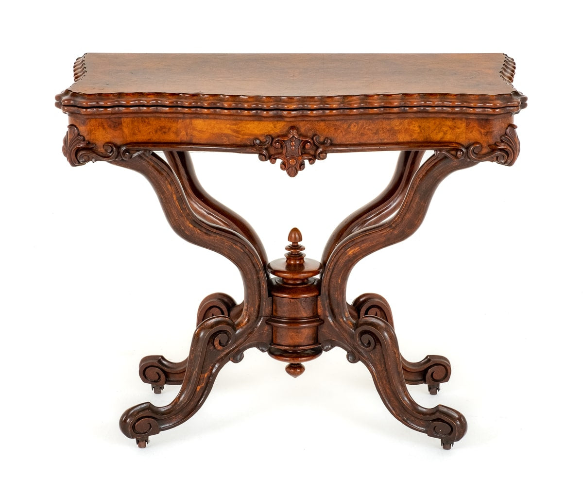 Fantastic Quality Victorian Burr Walnut Card Table