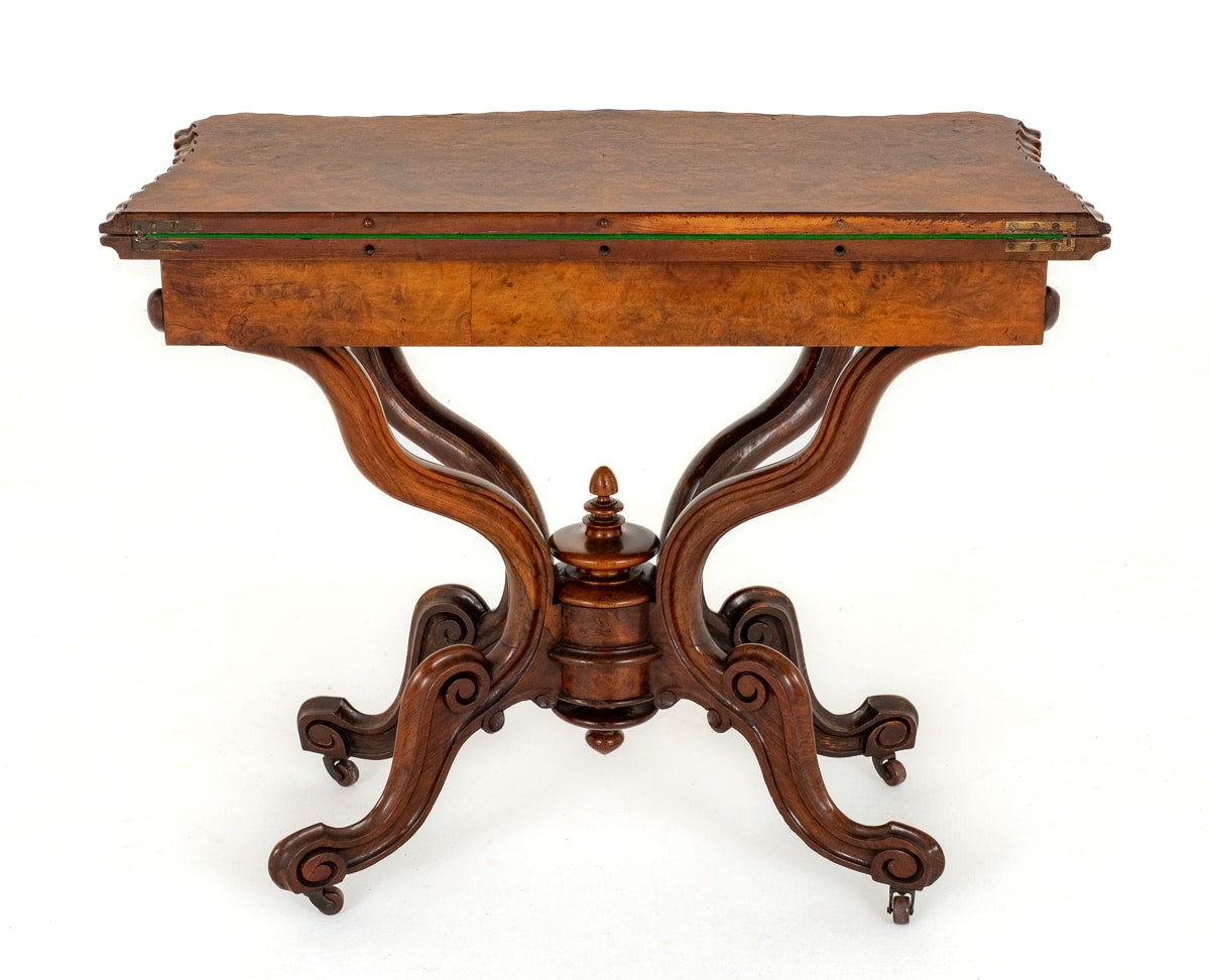 Fantastic Quality Victorian Burr Walnut Card Table