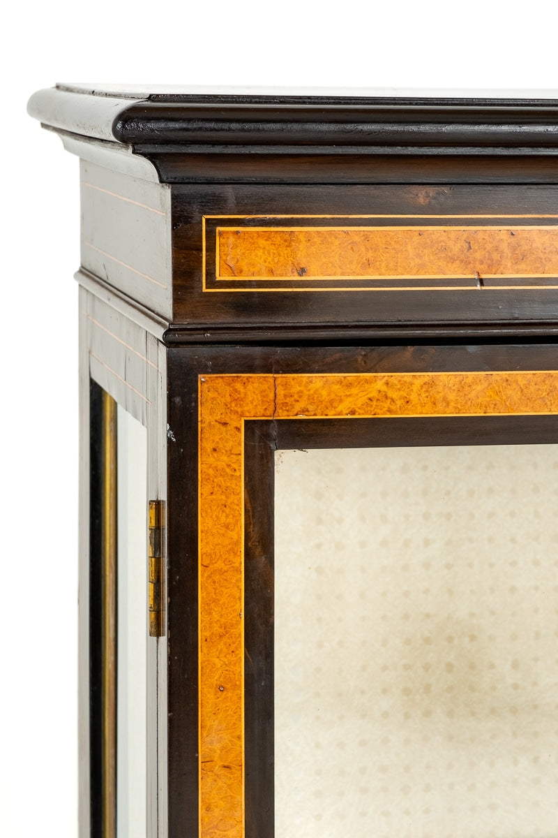 Pair of Victorian Walnut and Ebonised Display Cabinets